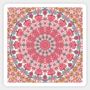 Flower and Hearts valentines and spring Kaleidoscope pattern (Seamless) 13 Sticker